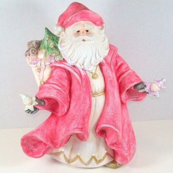 Santa w/ Bag of Toys Figurine, Handcrafted Ceramic Christmas Decor, Santa Claus - Picture 7 of 11